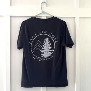 Techstyles Jackson Hole Wyoming Black Short Sleeve Graphic Tee Shirt Small